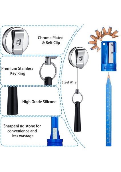 Lkpcıgcxm 20 Inşaat Kalemi, 2 Kalemtıraş ve 2 Silikon Geri Çekilebilir Kalemlik, Kalem Kesici Işaretleme Aleti Seti (Yurt Dışından) fırsatları