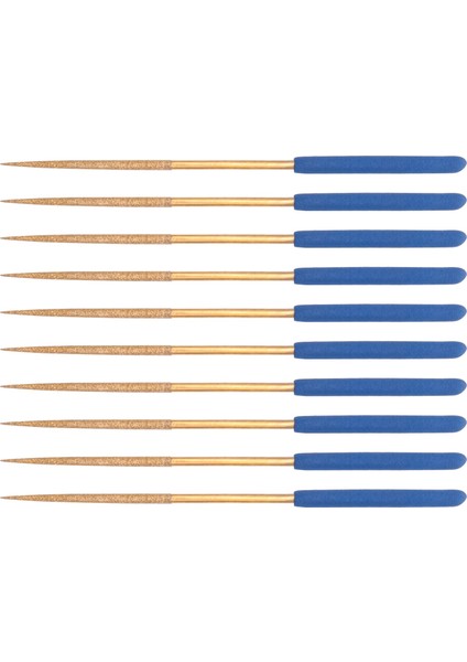 Elmas Iğne Seti Seti 3mm x 140MM, Yuvarlak Dosyalar Metal Ahşap Taş Cam Için Titanyum Kaplamalı Aletler, 10 Adet (Yurt Dışından)