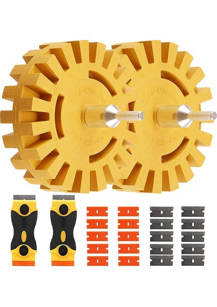 Bradoo-4 Adet Silgi Tekerlek Çıkartma Sökücü 2 Adet 4 Inç Yapışkanlı Etiket ve Vinil Sökücü ile 2 Adet Tıraş Bıçağı Kazıyıcı (Yurt Dışından)