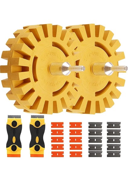 Bradoo-4 Adet Silgi Tekerlek Çıkartma Sökücü 2 Adet 4 Inç Yapışkanlı Etiket ve Vinil Sökücü ile 2 Adet Tıraş Bıçağı Kazıyıcı (Yurt Dışından) fiyatları