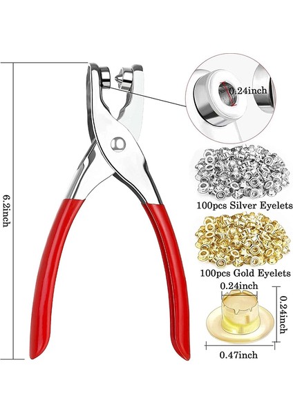 BRADOO-401 Adet 1/4 Inç 6mm Grommet Kuşgözü Pense Seti, Grommet Alet Kiti ile 400 Metal Kuşgözü Altın ve Gümüş, Kuşgözü Grommetler (Yurt Dışından) modelleri