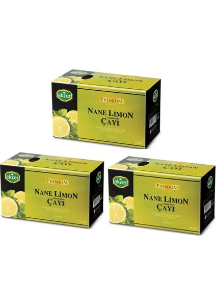 3 Adet Akzer Nane Limon Karışık Bitki Çayı 60 Süzen Poşet