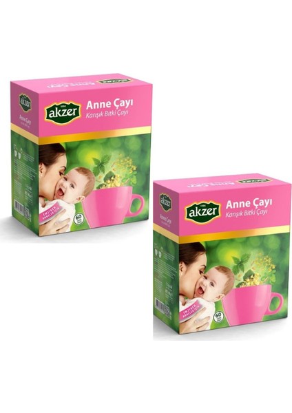 2 Adet Akzer Anne Çayı Karışık Bitki Çayı 60 Süzen Poşet