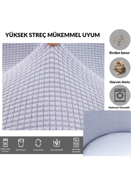 Yıkanabilir Streç Lastikli Likralı Oval Sandalye Kılıfı - Yuvarlak Sandalye Örtüsü (Gri)