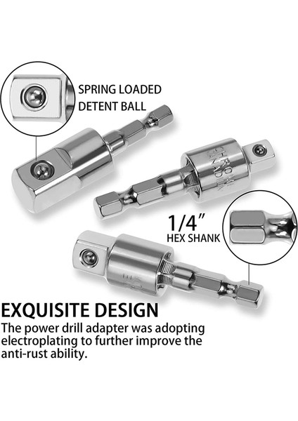 Paket Darbe Sınıfı Soket Adaptörü 360 Derece Üniversal Mafsal Döner Lokma Seti, Soketten Matkap Adaptörüne (Yurt Dışından) modelleri