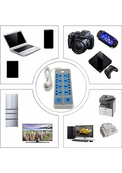 Ev Yurt Için 4 USB ve 8 Çıkış Bağlantı Noktalı 6,5 Feet Uzatma Kablosu 3000W 16A ile Şerit Dalgalanma Koruyucusu (Yurt Dışından) fırsatları