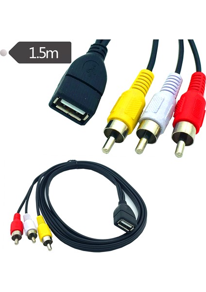 Feet/1.5 M USB 2.0 Dişi 3 Rca Erkek Video A/v Kamera Adaptör Kablosu (Yurt Dışından)