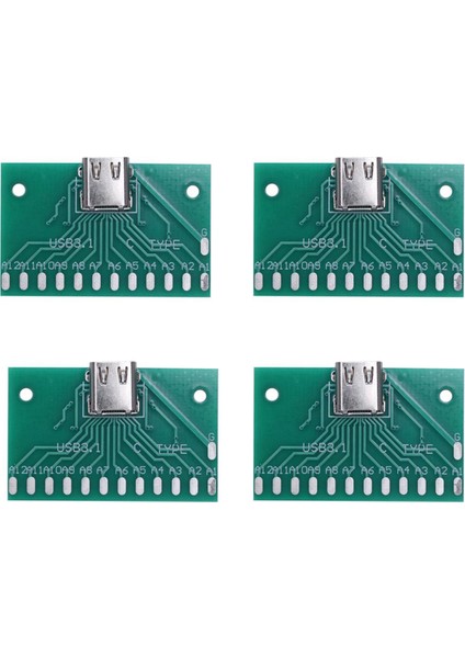 4x Diy 24PIN Usb-C USB 3.1 Tip C Dişi Soketli Konnektör Smt Tipi Pc Kartı ile (Yurt Dışından)