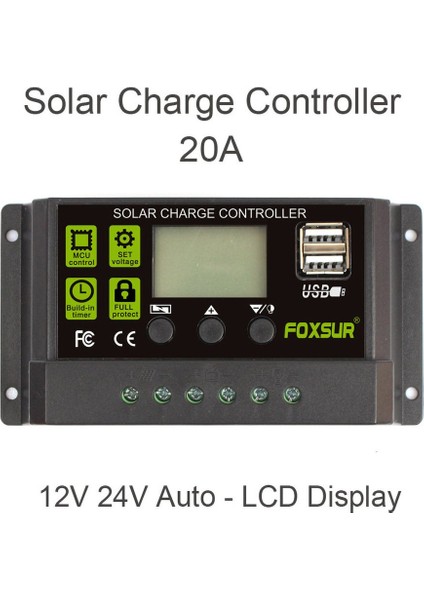Güneş Kontrol Cihazı 20A Otomatik Solar Şarj Kontrol Cihazı LCD Çift USB 5V (Yurt Dışından) fiyatları