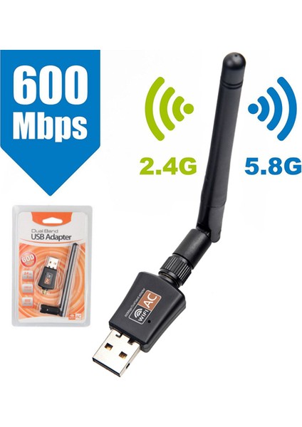 Çift Bantlı USB Wifi Adaptörü Kablosuz Ağ Harici Anten 2.4 5.8g Ac 600 Mbps Jing (Yurt Dışından) indirimleri