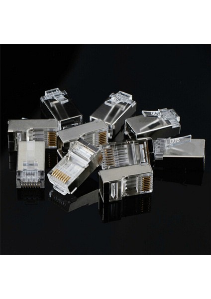 Modüler Fiş Konnektörü RJ45 Cat6 8P8C Korumalı Telli Sıkma 50PCS (Yurt Dışından)