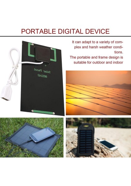 5W 5V Güneş Paneli Pil Şarj Cihazı Dıy Güneş Modülü USB Solar Şarj Kartı - Siyah (Yurt Dışından) fırsatları