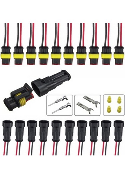 5x 2pin Araba Su Geçirmez Elektrik Konnektör Fişi Telli Awg Deniz Siyahı (Yurt Dışından) modelleri
