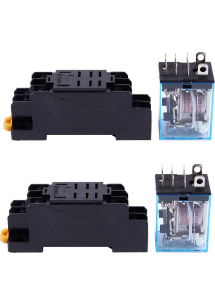 2x LY2NJ HH62P-L JQX-13F 220V Ac Bobin Dpdt Röle 8 Pin, PTF08A Soketli (Yurt Dışından)