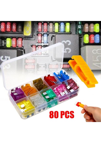 80 Adet 12V Sigortalar Otomatik Orta Kit 3A-40A Çeşitli Set + 1 Adet Çektirme Kiti (Yurt Dışından) modelleri