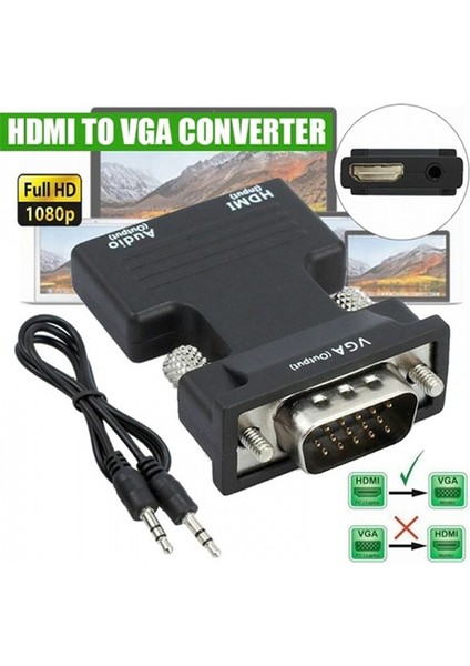 HDMI Dişi - VGA Erkek Dönüştürücü / Ses Adaptörü Desteği 1080P Sinyal Çıkışı (Yurt Dışından) fırsatları