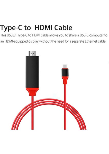 Usb-C Tip C - HDMI Kablosu Av Tv Adaptörü USB 3.1 Tak ve Çalıştır 4K Hd Video Kablosu (Yurt Dışından) indirimleri