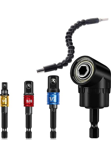 Darbeli Sürücü Soket Adaptörü Uzatma Matkap Ucu Seti: 3 Adet Matkap Somunu, 1/4 Inç Matkap Ucu Uzatma, Adaptör Eki (Yurt Dışından)