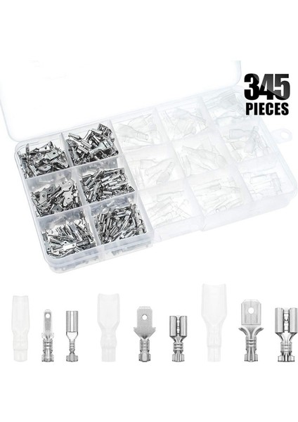 345 Adet Kutulu 6.3/4.8/2.8 Fiş Yaylı Fiş Kılıf Erkek ve Dişi Fiş Terminali Kombinasyon Seti (Yurt Dışından) fiyatları