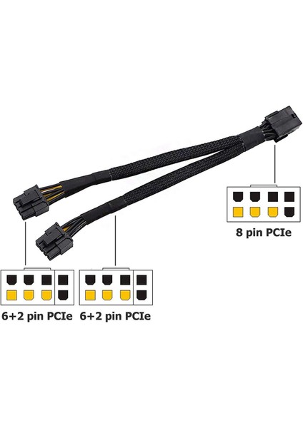 Gpu 8 Pinli Splitter Güç Uzatma Kablosu-2*8-Pin Gpu'dan Çift Pcı-E 8 Pinli Splitter Adaptör Kablosu-Siyah (Yurt Dışından)