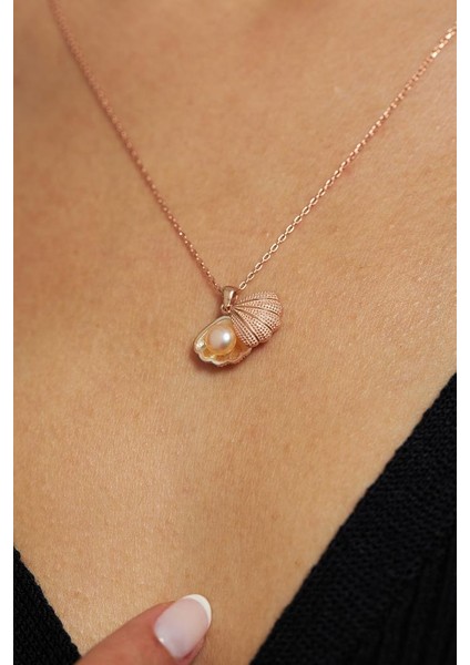 Inci Taneli Rose Istiridye Gümüş Kolye