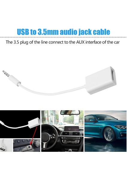 3.5mm Erkek Aux Ses Fişi Jakı USB 2.0 Dişi Dönüştürücü Kablosu Kablosu Araba Mp3 (Yurt Dışından)