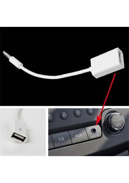 3.5mm Erkek Aux Ses Fişi Jakı USB 2.0 Dişi Dönüştürücü Kablosu Kablosu Araba Mp3 (Yurt Dışından)