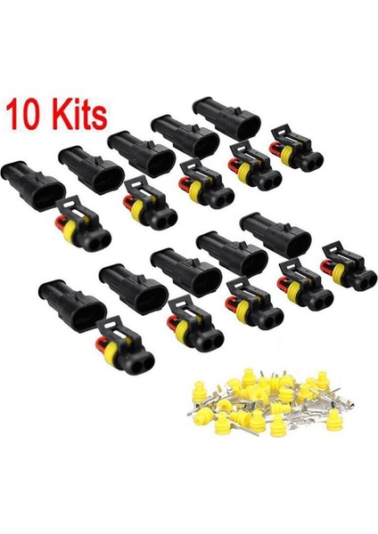 10 Kit 2pin Yollu Mühürlü Su Geçirmez Elektrik Kablosu Konektörü Fiş Araba Oto Setleri (Yurt Dışından)
