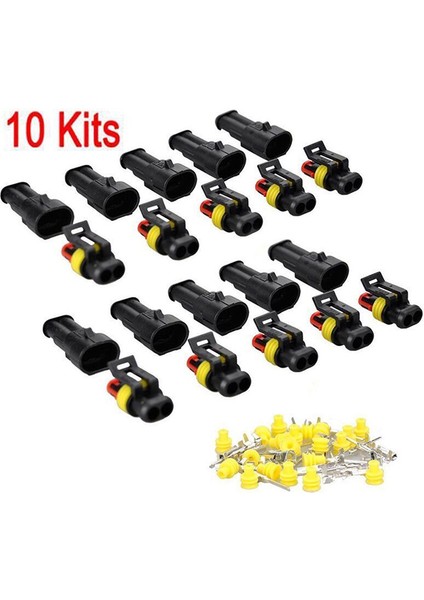 10 Kit 2pin Yollu Mühürlü Su Geçirmez Elektrik Kablosu Konektörü Fiş Araba Oto Setleri (Yurt Dışından) fiyatları
