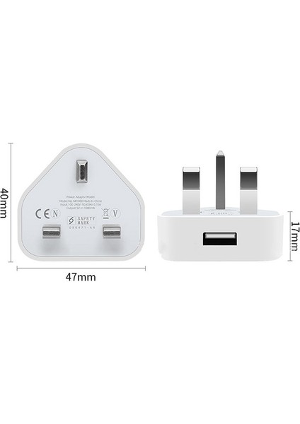 Speedy Fast 1 Bağlantı Noktalı USB Şarj Cihazı 3 Pin Birleşik Krallık Şebeke Fişi Adaptörü Orijinal (Yurt Dışından)