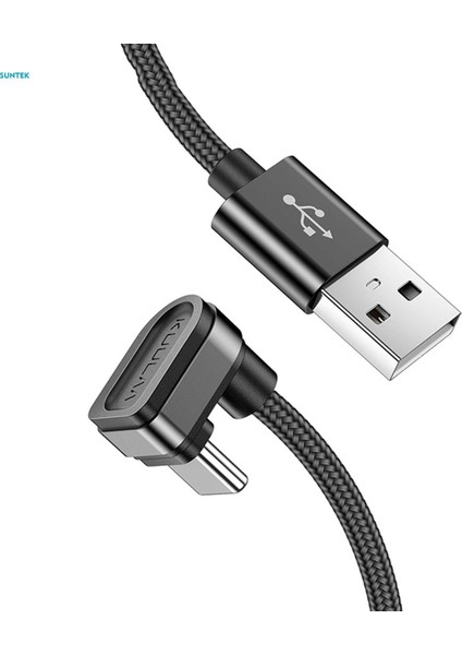 USB Type C Şarj Kablosu, 180 Derece U Şekilli, Type-C Cihazlar Için Esnek Hızlı Şarj Aleti Oyun Oynama Kablosu Siyah (Yurt Dışından)