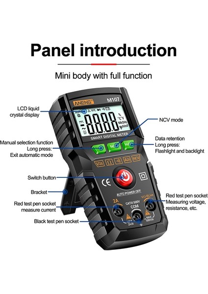 M107 Dijital Akıllı Multimetre Transistör Test Cihazı 4000 Sayım Otomatik Ac/dc Akım ve Gerilim Test Cihazı (Yurt Dışından) modelleri