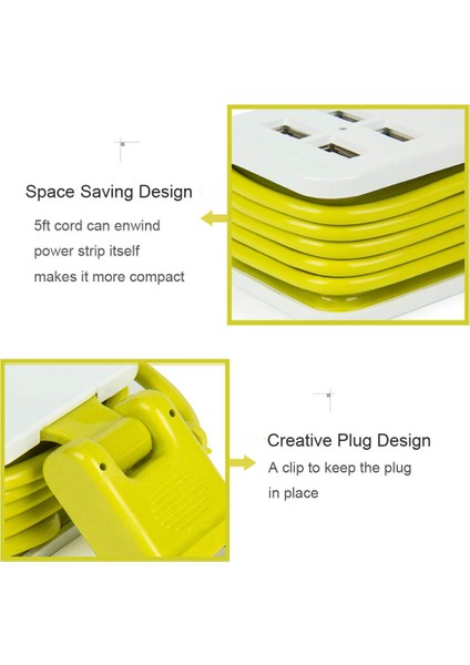 Usb'li Uzatma Kablosu Güç Şeridi, Ingiltere Fişi 4 USB Şarj Bağlantı Noktalı Evrensel Soket, Ev Ofis Mutfak Pc'sine Uygun (Yurt Dışından) modelleri