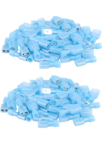 100 Adet Kadın ve Erkek Tam Yalıtımlı Kablo Terminalleri Konektörü Naylon Maça Konnektörleri Mavi (Yurt Dışından)