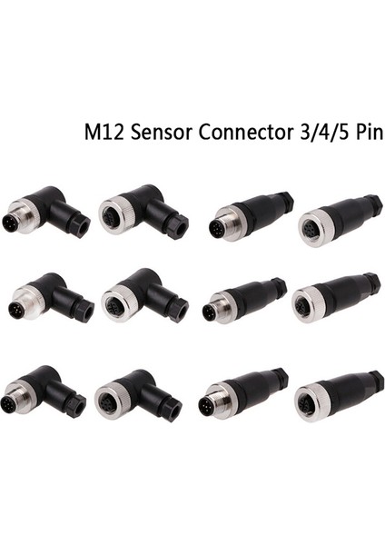 Adet M12 Sensör Konnektörü 3/4/5 Pin Erkek/dişi Düz/dik Açılı Fiş (Yurt Dışından) modelleri