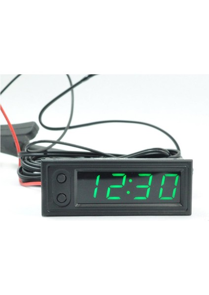 3'ü 1 Arada Araba Dijital Tüp LED Voltmetre Termometre Otomobil Masa Saatleri (Yurt Dışından)