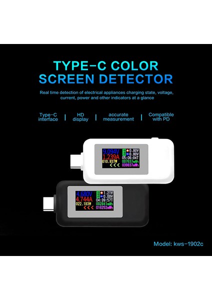 Tipi Renkli Ekranlı Iki Yönlü Test Cihazı Usb-C Voltmetre Akım Ölçer Iki Yönlü Test Cihazı (Yurt Dışından) modelleri