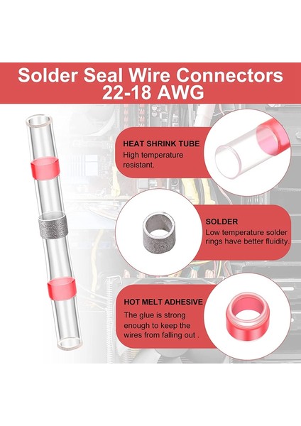500 Adet 22-18 Awg Kırmızı Lehim Mühür Tel Konnektörleri Lehim Isıyla Daralan Su Geçirmez Tel Konnektörleri Elektrik Terminalleri (Yurt Dışından) fırsatları