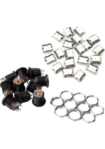 10 Adet Panel Montajlı 2.1x5.5mm Dc Soket ve 60 Adet Mikro-Usb Tip B Dişi 5 Pin Smt Yerleştirme Smd Dip Soket Konnektör (Yurt Dışından)