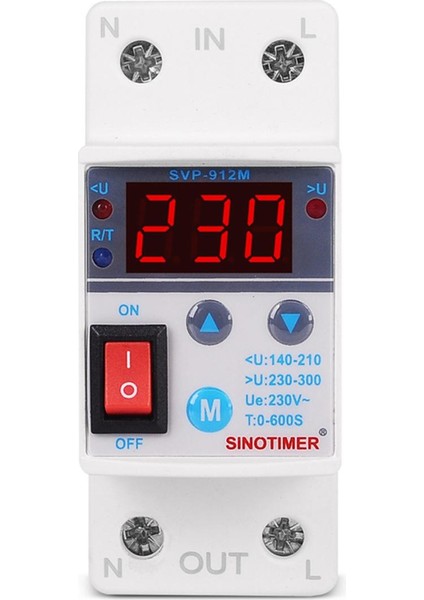 Sınotımer SVP-912M 40A 220V Düşük Gerilim Koruyucu Röle Koruyucu Aşırı Gerilim Koruması Açma/kapama Rocker Anahtarı (Yurt Dışından)