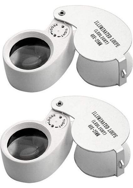 2x Kuyumcular Lens Camı Büyüteç 40X 25MM Göz Büyüteç 2 LED Işıklar (Yurt Dışından)