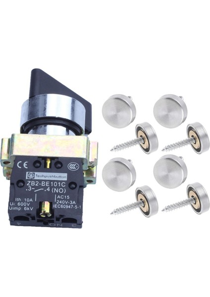 Adet 16 mm Paslanmaz Çelik Ayna Vidalı Kapak ve 1 Adet Ac 240V 3A No Spst Siyah Kapak 2 Pozisyon Seçici Mandallama Döner Anahtar (Yurt Dışından)