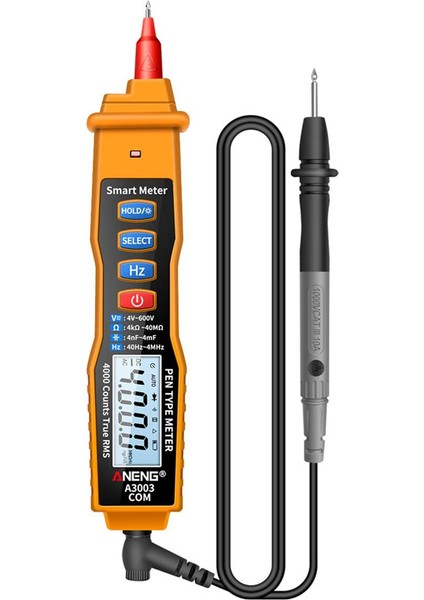 Aneng A3003 Multimetre Kalem Tipi Metre 4000 Temassız Sarı Sayım (Yurt Dışından)