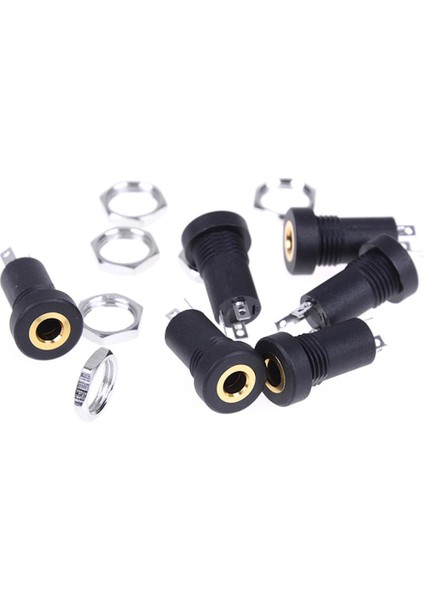 Adet 3.5mm Ses Jak Soketi 3 Kutuplu Siyah Stereo Lehim Paneli Montajlı Somunlar (Yurt Dışından)