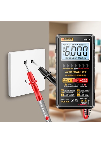 Aneng M119 Akıllı Dijital Multimetre Ncv Algılama Direnç Kapasite Test Cihazı 6000 Sayım Ac/dc Gerilim Akım Ölçer (Yurt Dışından) fiyatları