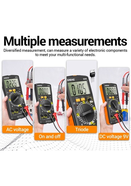 Aneng Ac/dc Gerilim Akım Ölçer Geri Çekilebilir Dijital Multimetre Direnç Kapasite Hertz Test Cihazları (Yurt Dışından) modelleri