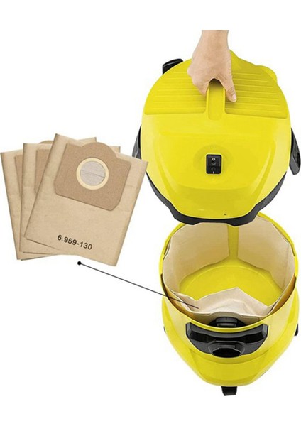 Karcher 6.959-130.0 Filtre Torbaları ile Uyumlu 15 Adet Elektrikli Süpürge Torbası (Yurt Dışından)