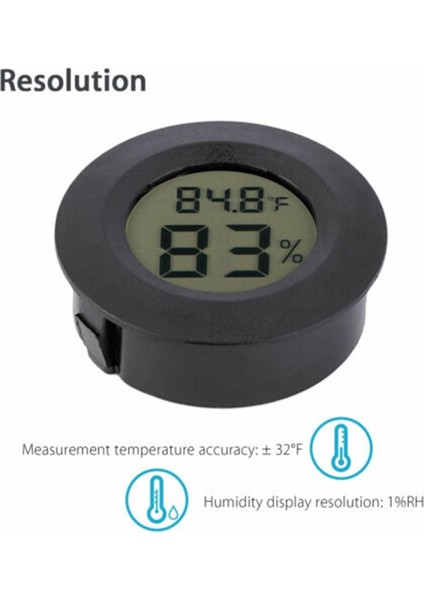 Yuvarlak Elektronik Termometre ve Higrometre Iç Mekan Dijital LCD Higrometre Sıcaklık Nem Ölçer C & F - Siyah (Yurt Dışından) indirimleri