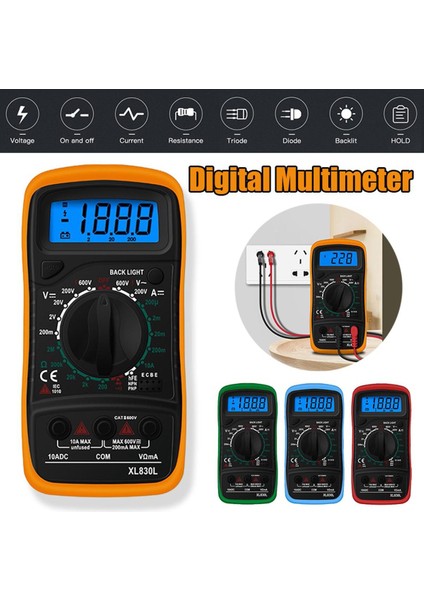 Profesyonel Alet LCD Dijital Multimetre Ampermetre Voltmetre Ac ve Dc Gerilim Diyot Test Cihazı Direnç Ölçer Devre Kontrol Cihazı Buzzer ile Test Probu Multitester (Yurt Dışından)
