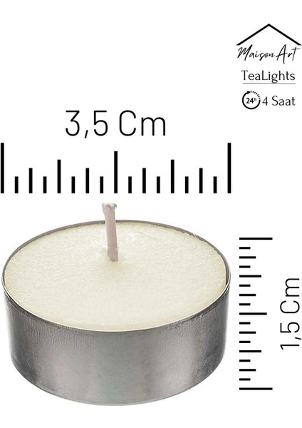 10 Adet | Vanilya Kokulu Tealight Mum | 4 Saat Yanar | Dekoratif Mumluk Mumu